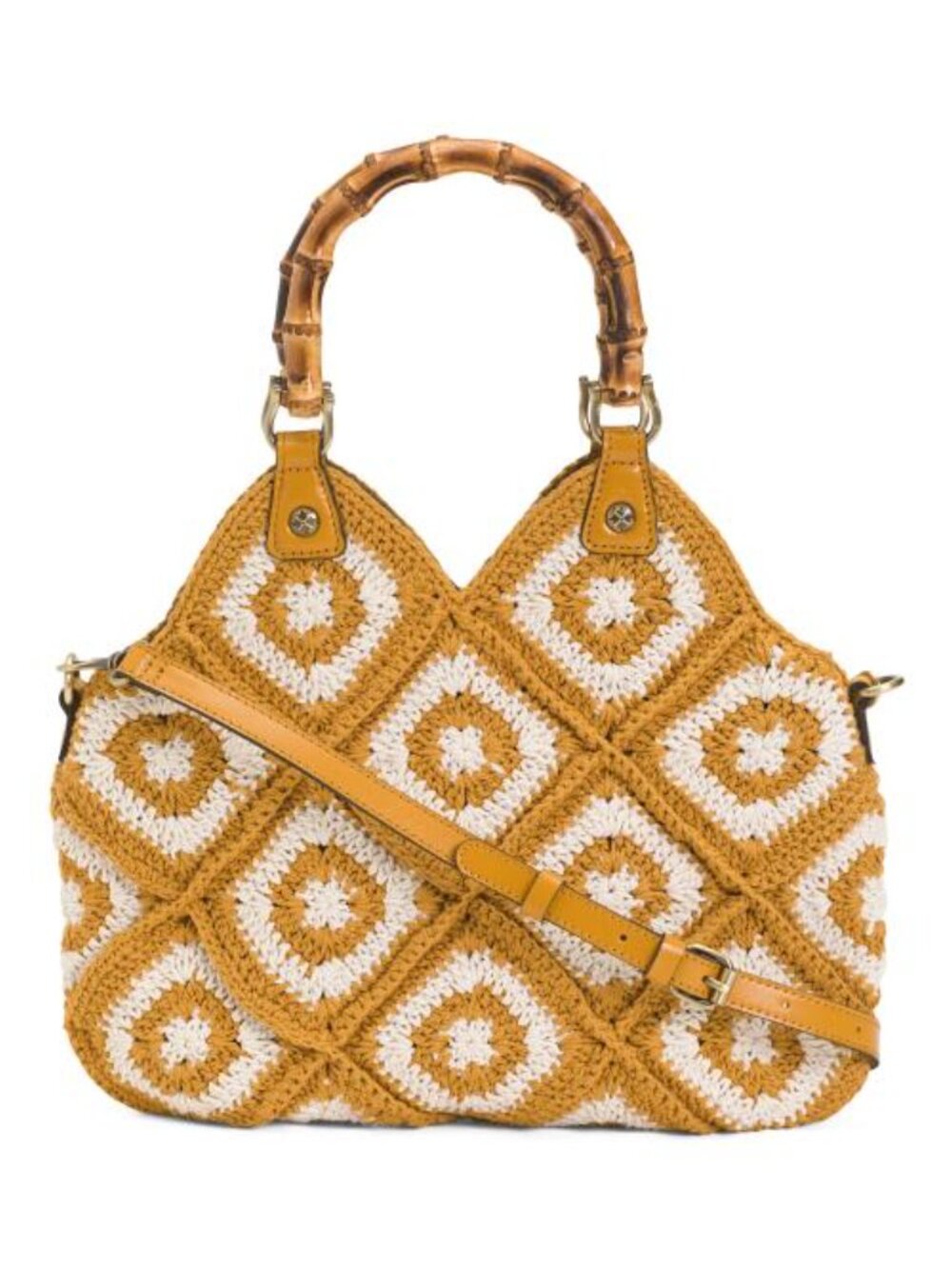 PATRICIA NASH Delphi Cotton Crochet And Leather Tote Crossbody
